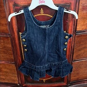 Denim Ruffle Dress with Button Accents